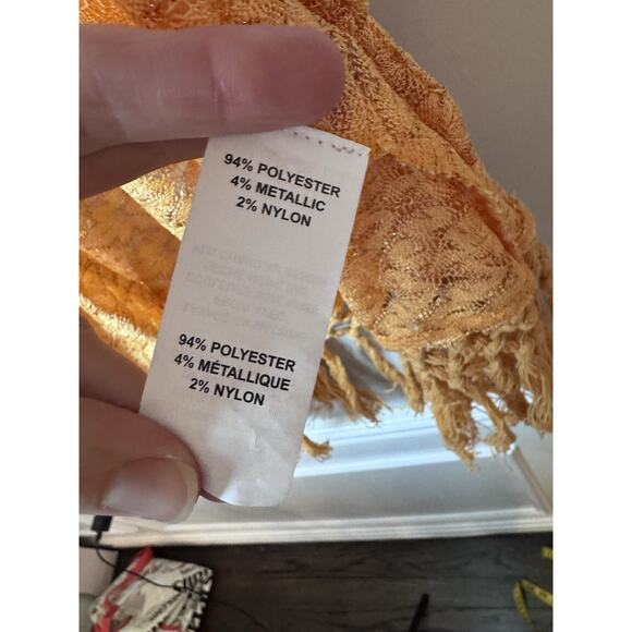 Ramy Brook Gaia Fringe Swim Cover-Up Skirt S Orange/Gold Elastic Waist Pull On - Picture 13 of 16